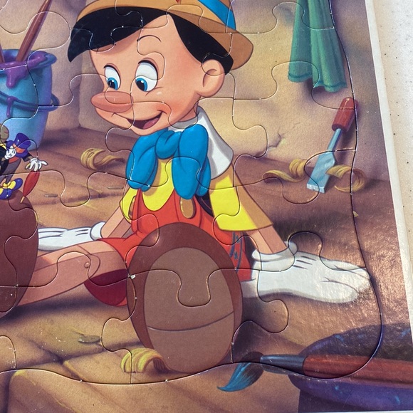 Vintage Disney Golden Frame Tray Puzzles Mickey Mouse & Pinocchio - Picture 15 of 15
